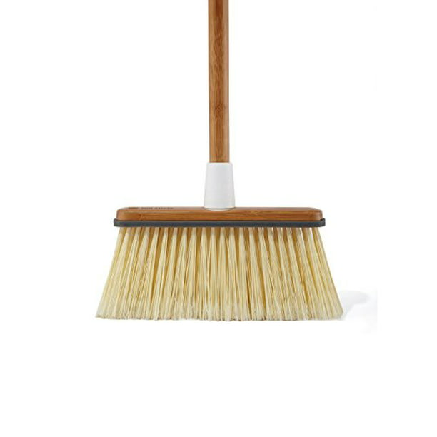 Bamboo Broom With Durable Handle And Strong Bristles Ideal For Cleaning White
